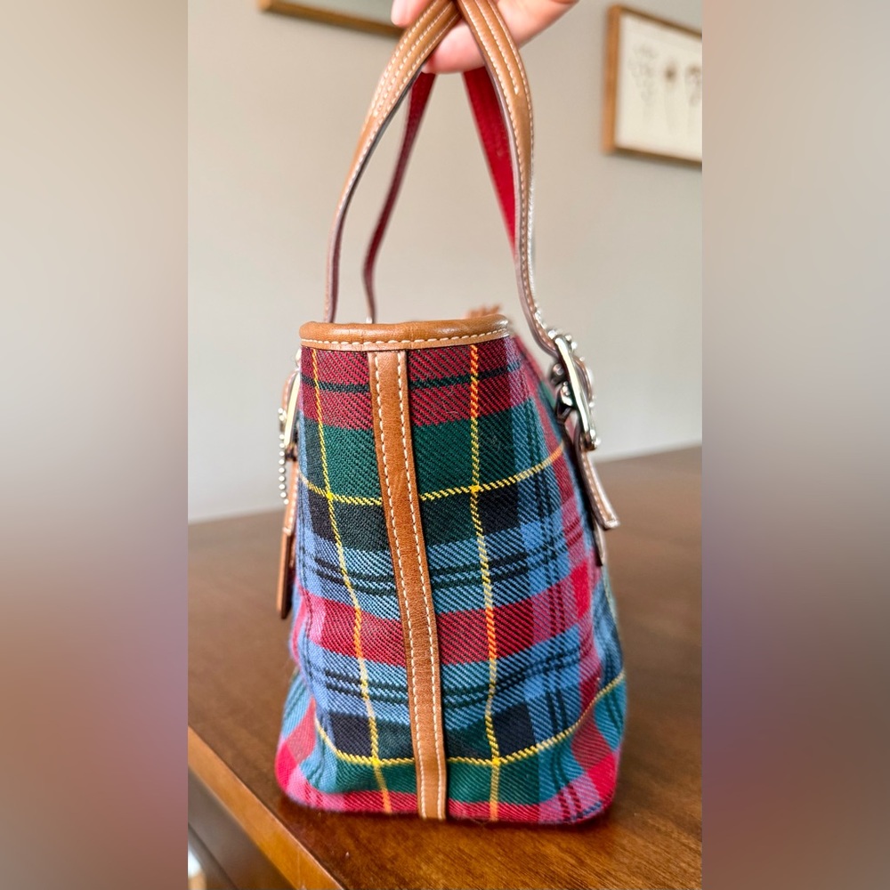 Vintage Coach Wool Tartan Plaid Mini Tote Bag  Y2K 2003 - Picture 6 of 15